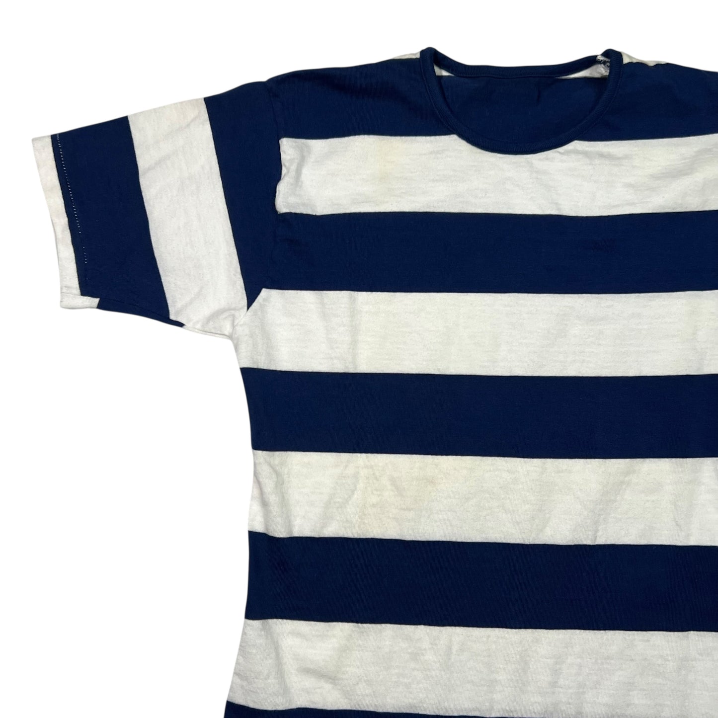 Vintage 1970s navy white striped stripey tee (S)