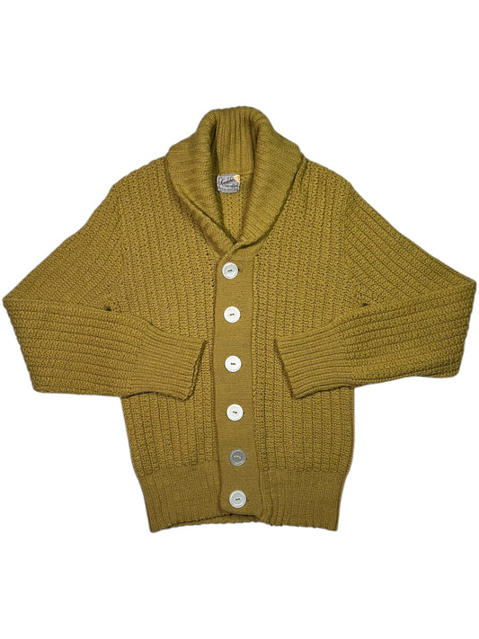 Vintage 1950s The Kandahar by Bert Charon NY virgin wool Shawl Collar cardigan sweater (M)