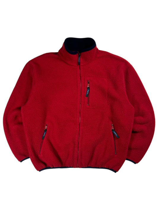 Vintage 90s L.L. Bean deep pile red fleece jacket (XL)