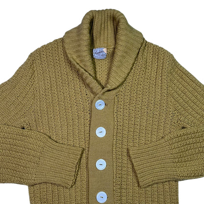 Vintage 1950s The Kandahar by Bert Charon NY virgin wool Shawl Collar cardigan sweater (M)