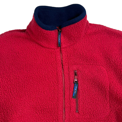 Vintage 90s L.L. Bean deep pile red fleece jacket (XL)