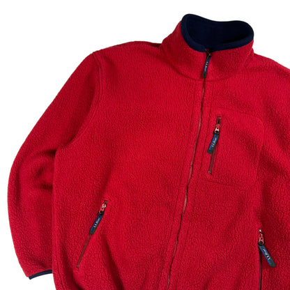 Vintage 90s L.L. Bean deep pile red fleece jacket (XL)