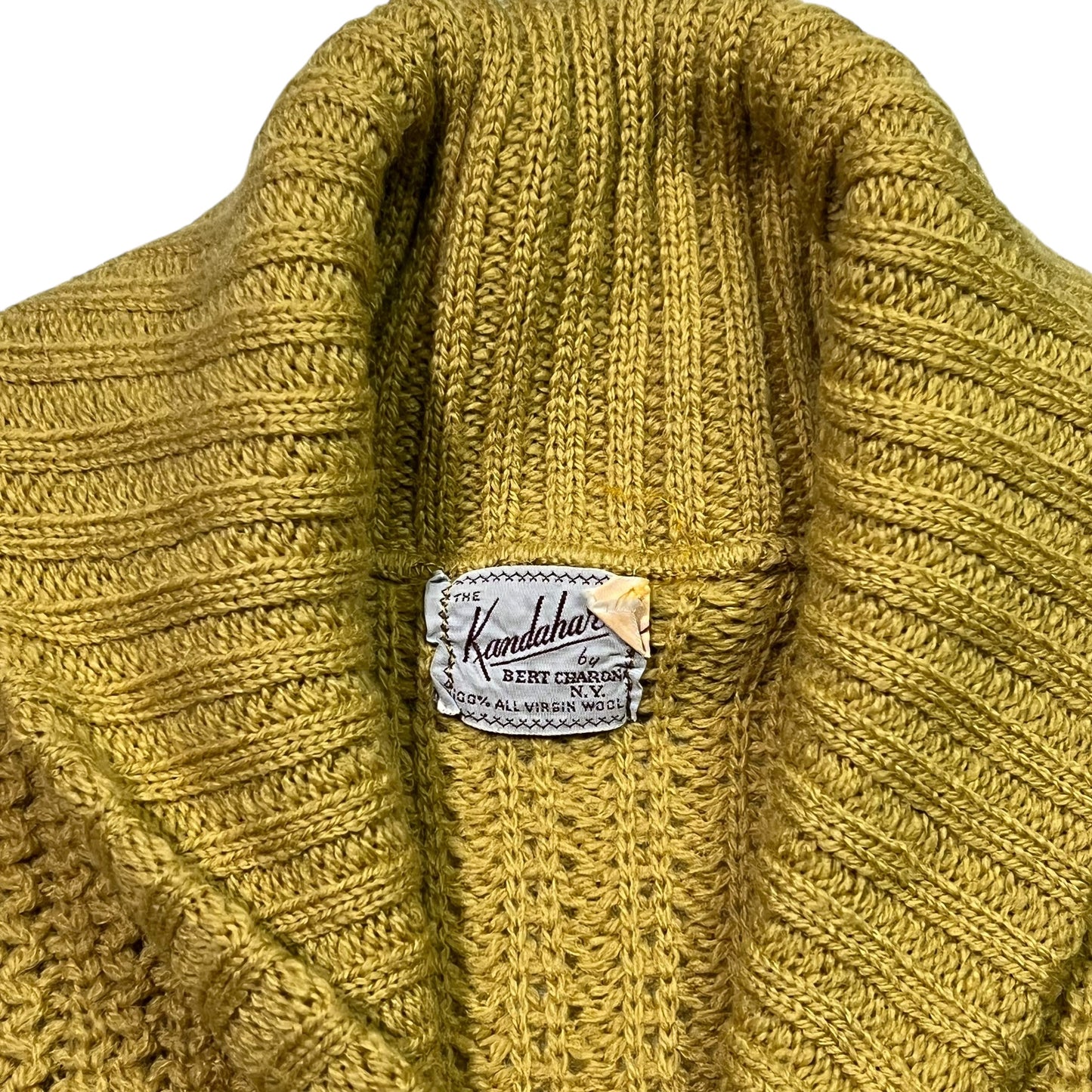 Vintage 1950s The Kandahar by Bert Charon NY virgin wool Shawl Collar cardigan sweater (M)