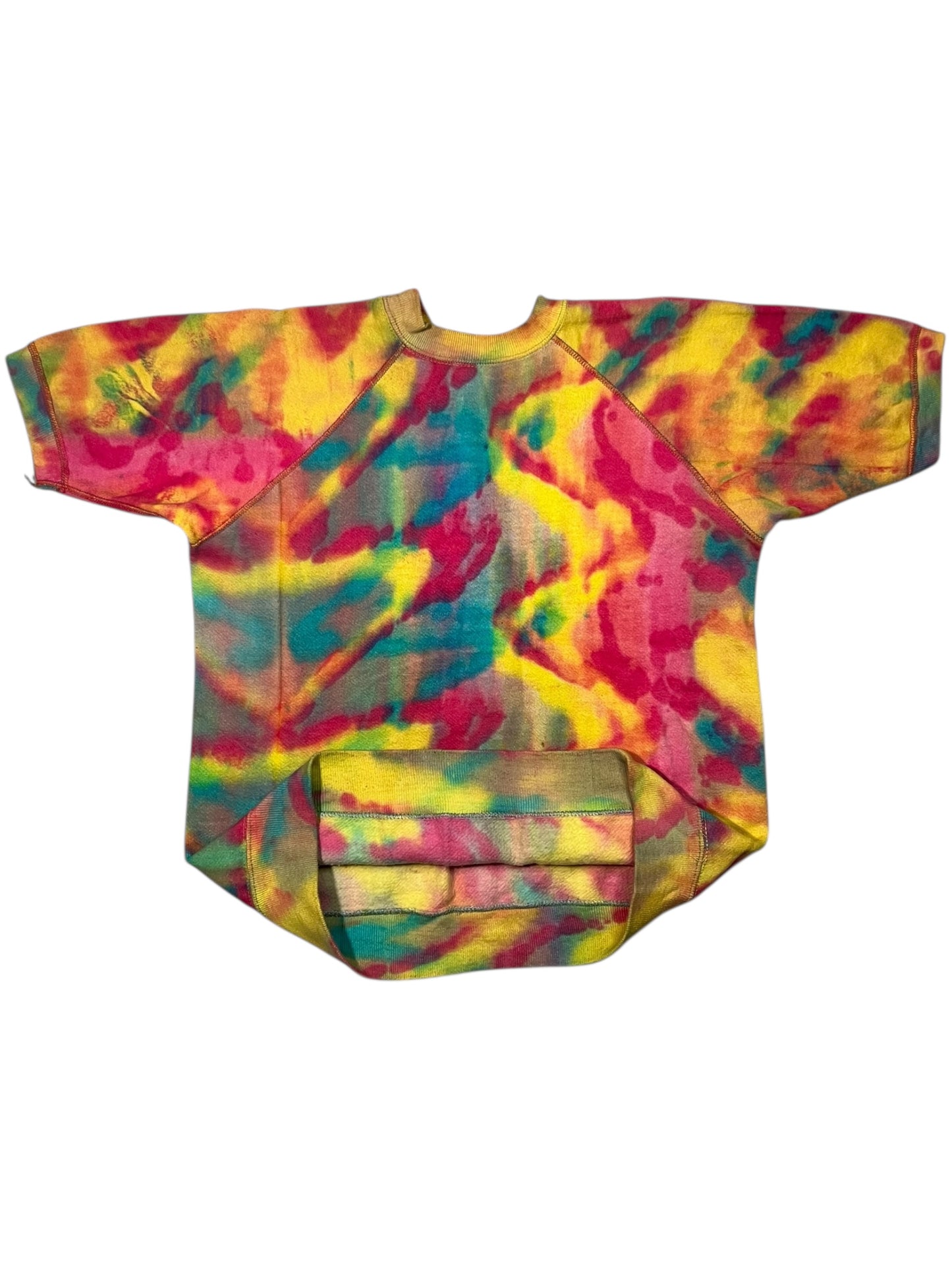 Vintage 1960s Tie Dye Hippie short sleeve sweatshirt (M)