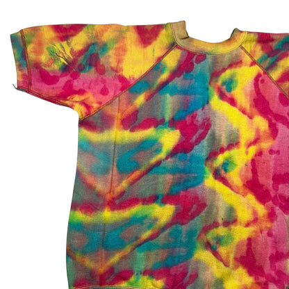 Vintage 1960s Tie Dye Hippie short sleeve sweatshirt (M)