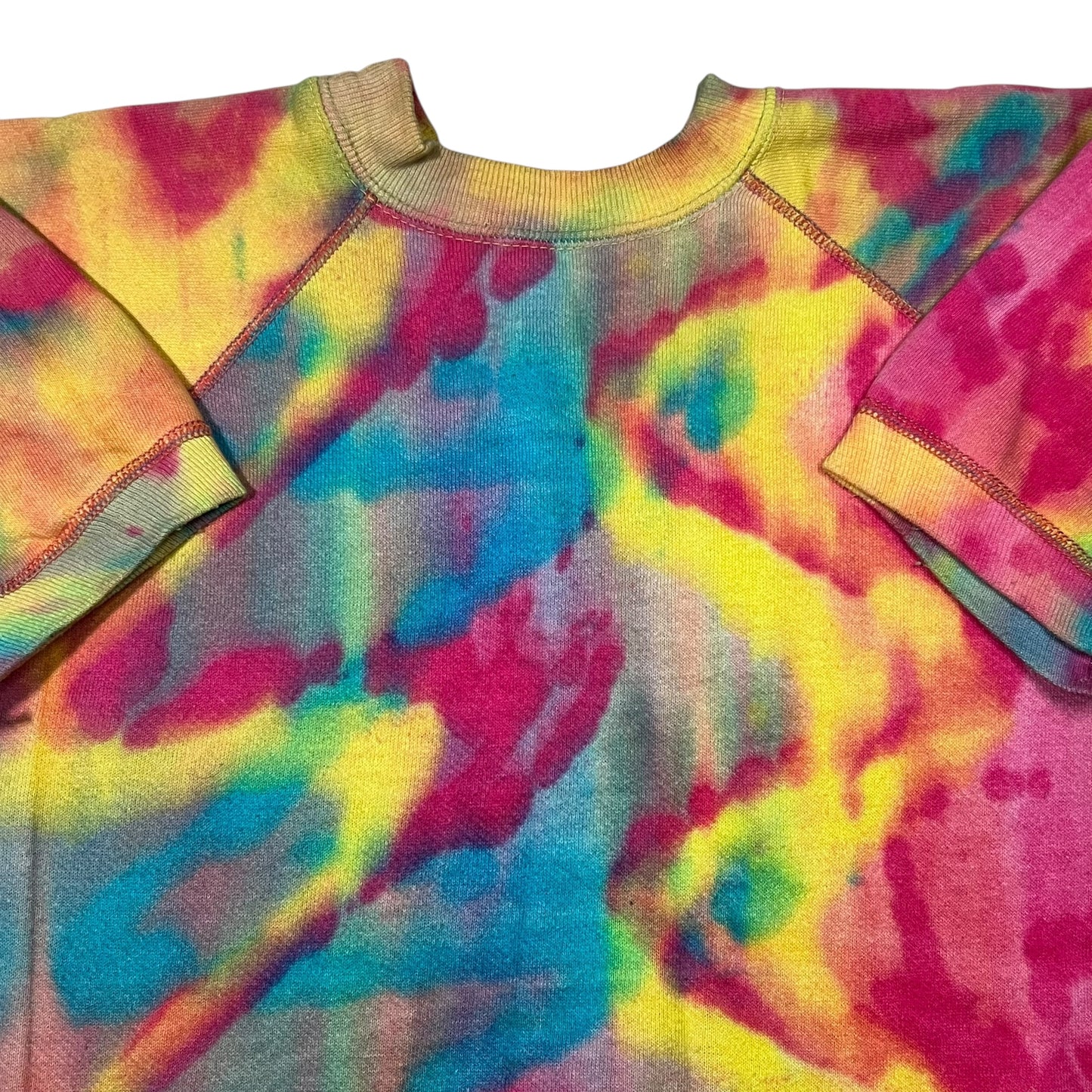 Vintage 1960s Tie Dye Hippie short sleeve sweatshirt (M)