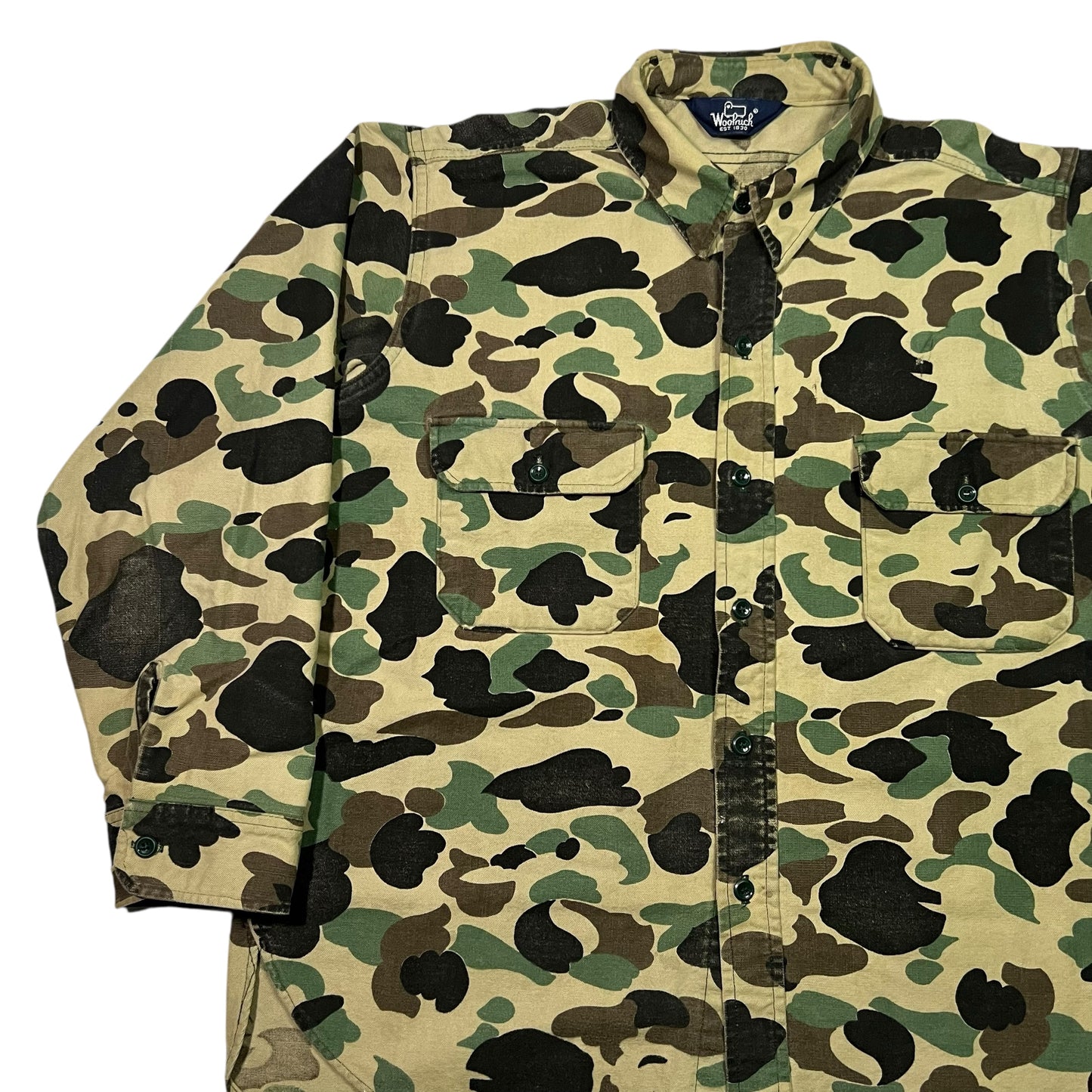 Vintage 80s Woolrich Duck Camo Chamois button up shirt (XL)