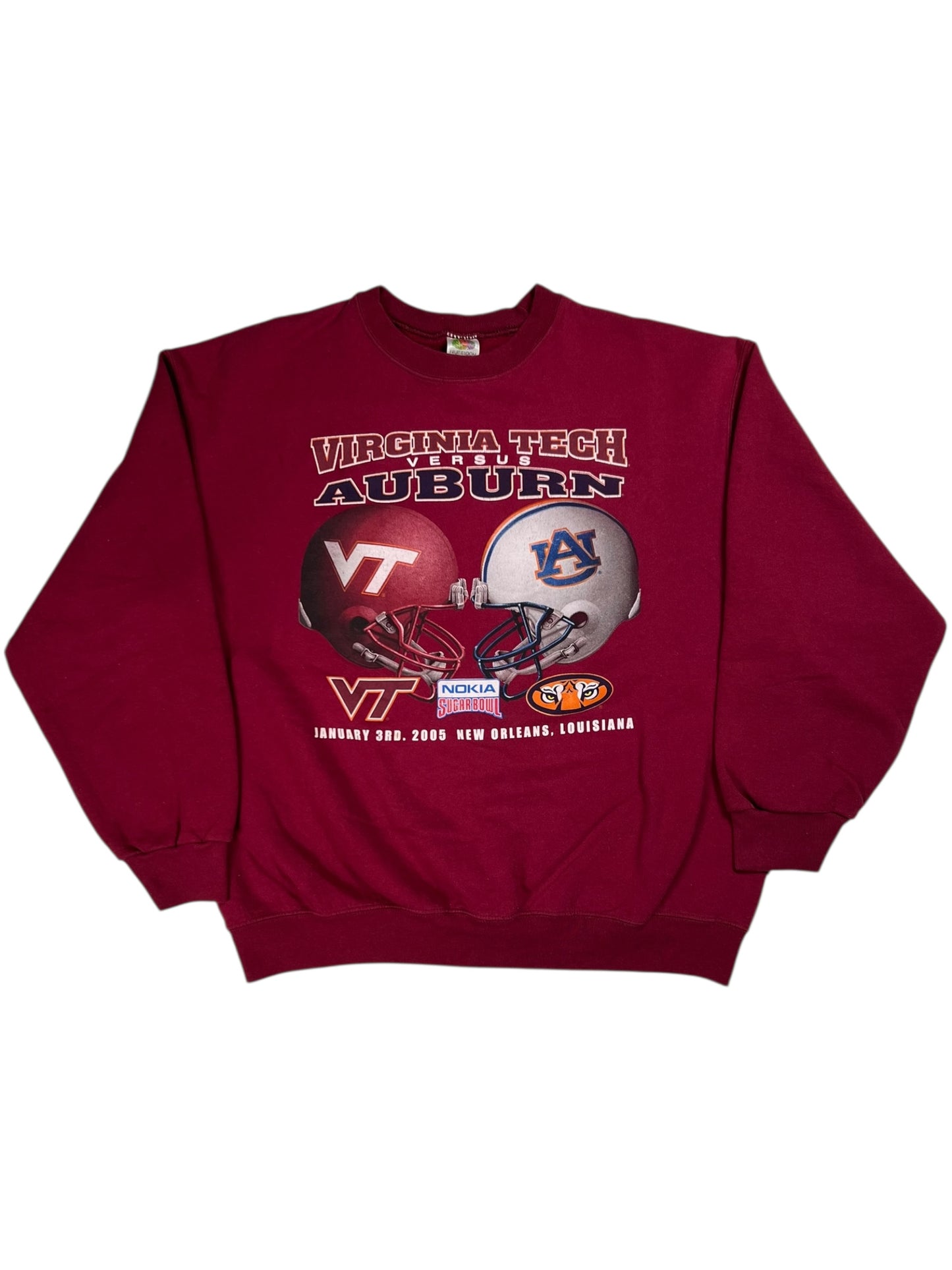 Vintage 2005 Virginia Tech Auburn Nokia Bowl college football crewneck (XL)