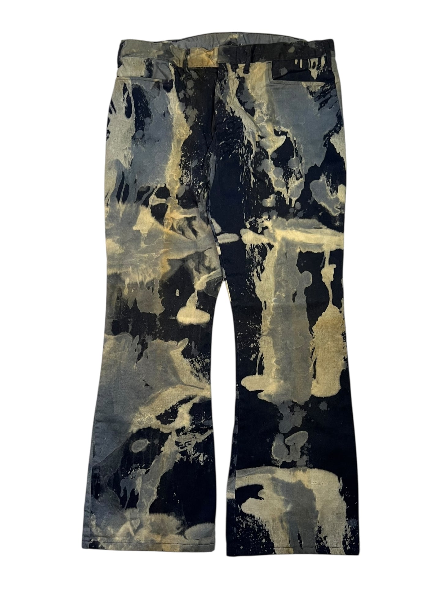 Vintage 1970s acid wash tie dye faded hippie flare pants (33x28)