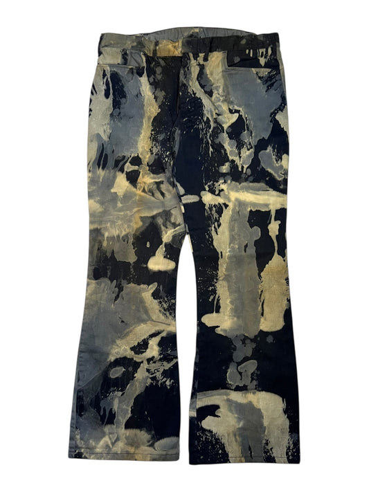 Vintage 1970s acid wash tie dye faded hippie flare pants (33x28)