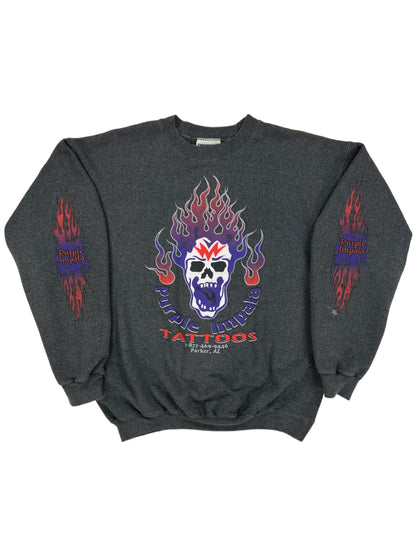 Vintage Y2K Purple Impala Tattoos flame sleeve print crewneck (L)