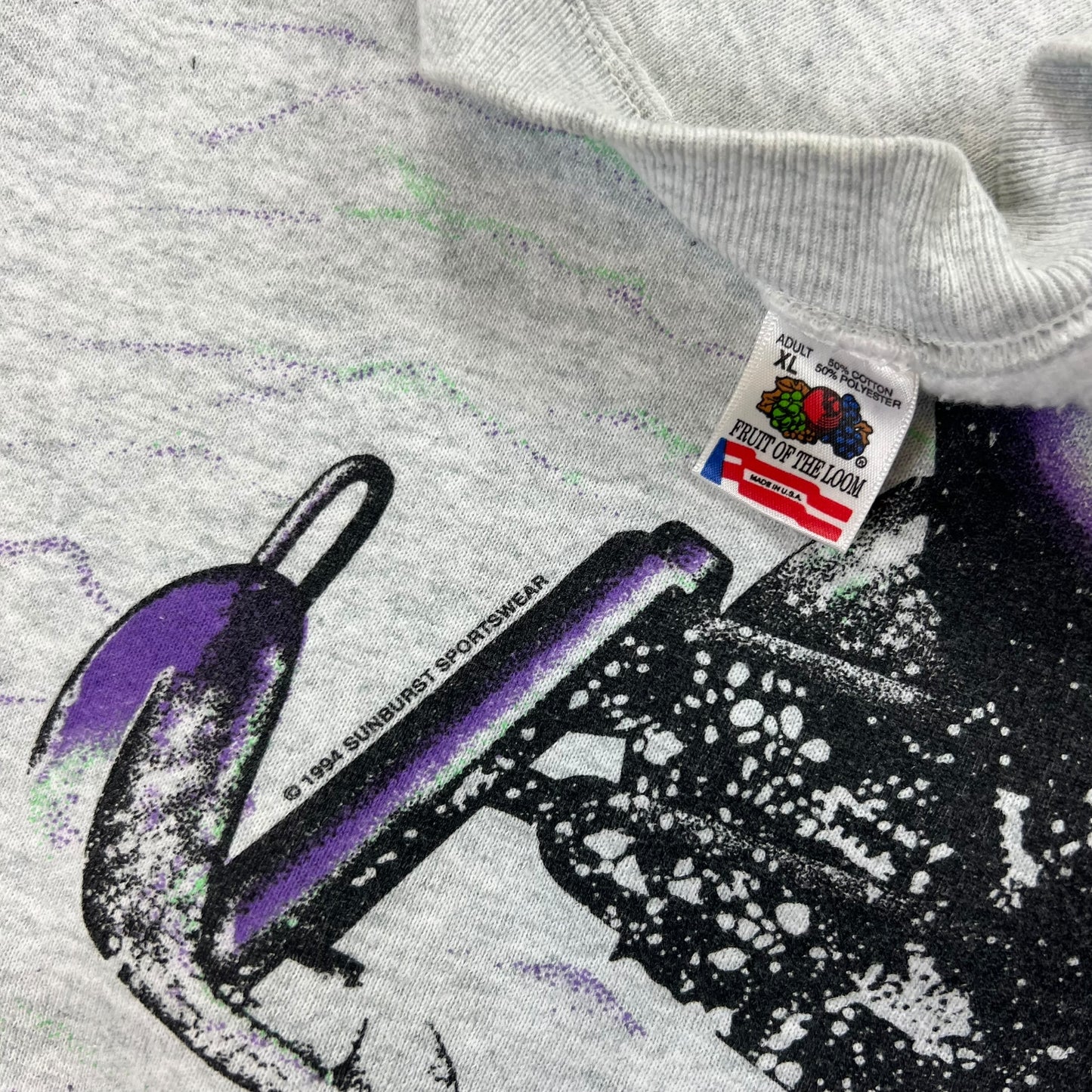 Vintage 1994 Snow Mobiles all over print crewneck (L)