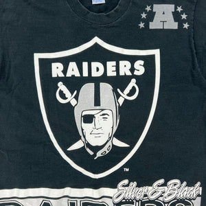 Vintage 1994 Salem Oakland Raiders Silver & Black all over print tee (L)