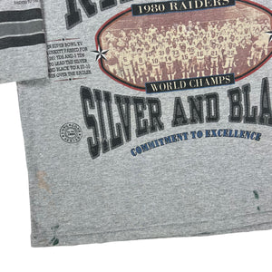 Vintage 90s Long Gone Oakland Raiders Silver & Black 3/4 sleeve tee (XL)