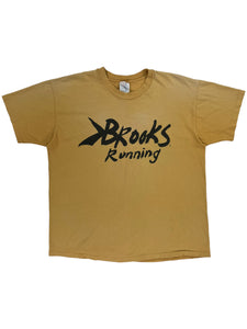Vintage 90s Brooks Running faded overdye yellow tee (XL)