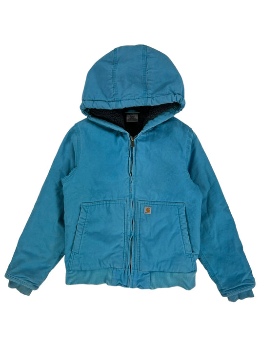 Vintage Y2K carhartt full zip blue youth hooded jacket (M)
