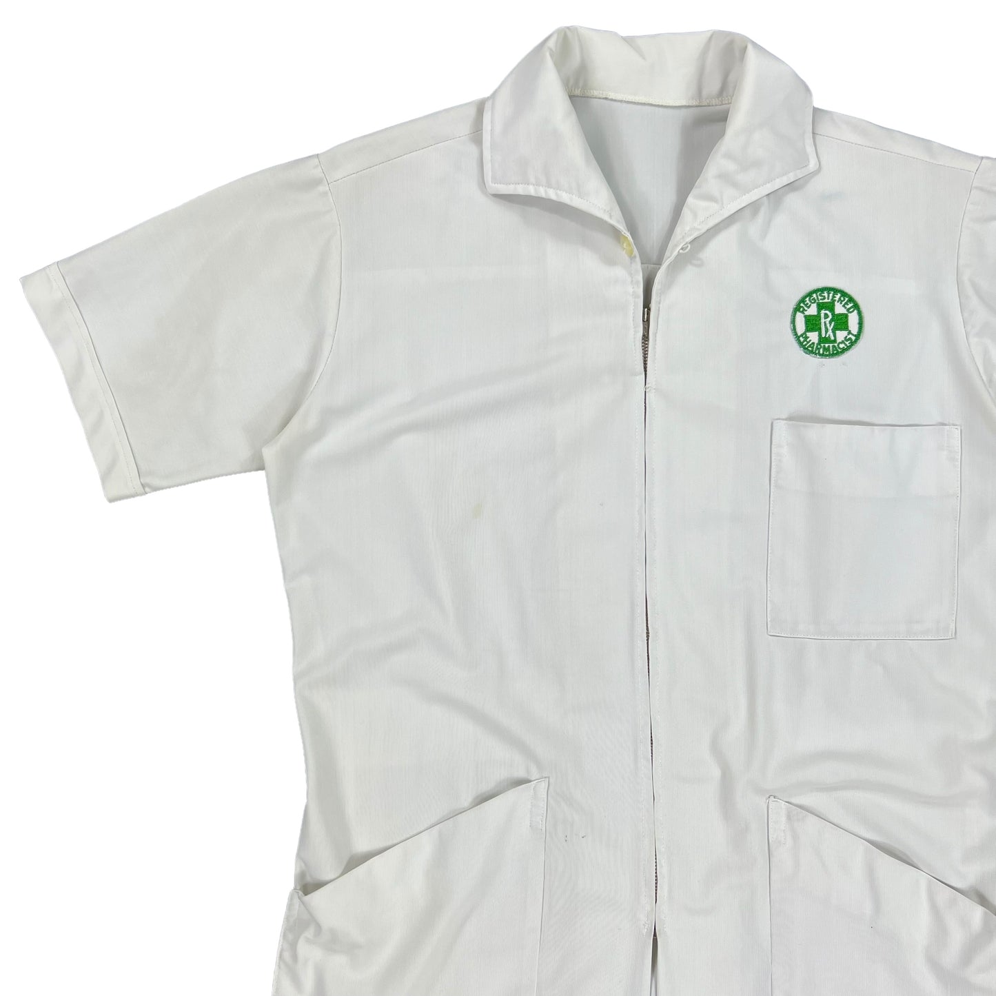 Vintage 70s pharmacist RX coat shirt (L)