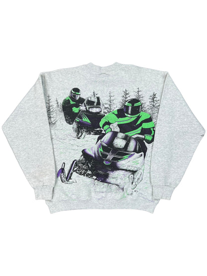 Vintage 1994 Snow Mobiles all over print crewneck (L)