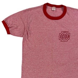 Vintage 80s Rayon blend Kinney Hose Co Butler NJ red heather ringer tee (L/XL)