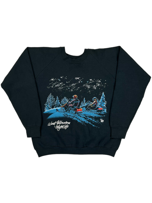 Vintage 90s West Yellowstone Night Life snowmobile crewneck (L)