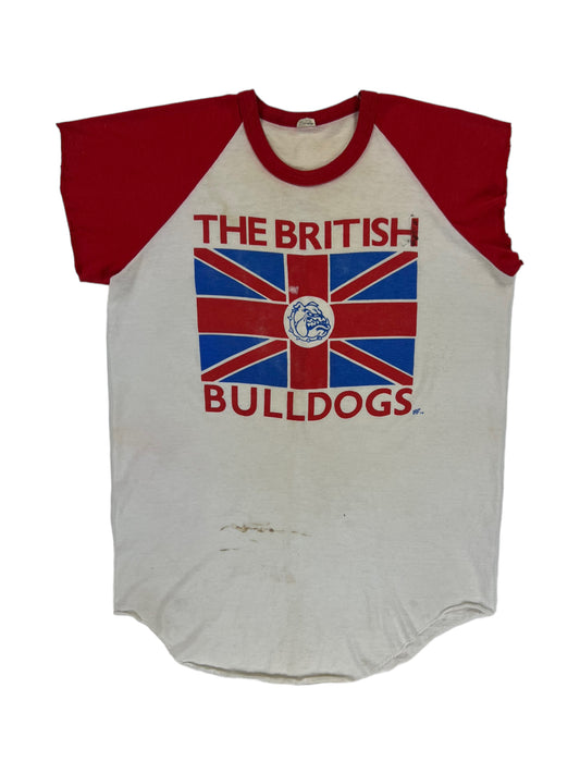 Vintage 80s WWF The British Bulldogs wrestling chopped tee (M)