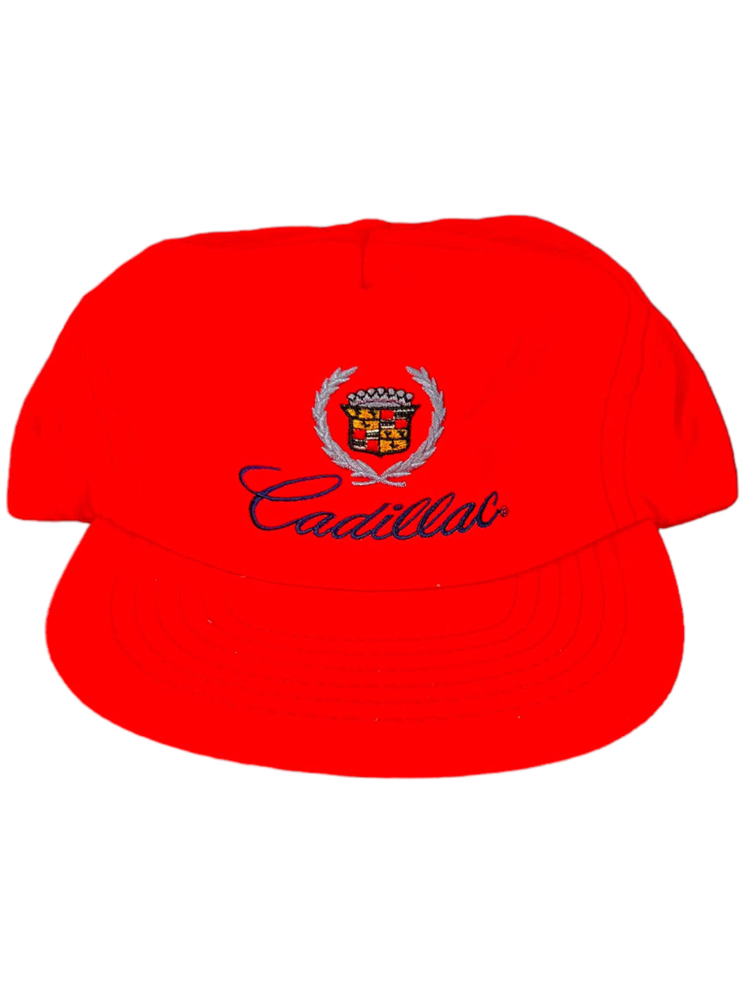 Vintage 80s Cadillac crest neon Union made Strap Back hat