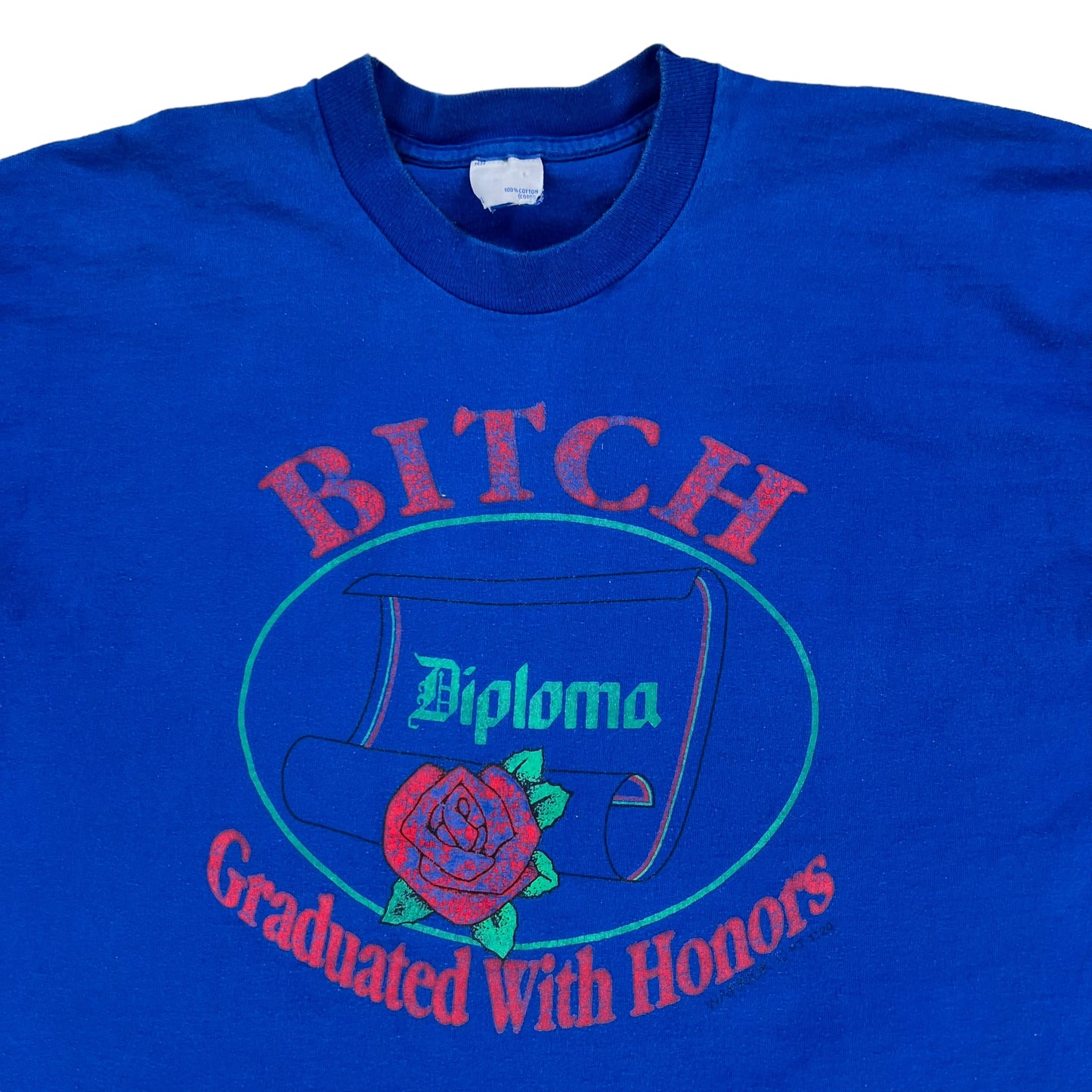 Vintage 90s Bitch Graduated with honors faded tee (XL)