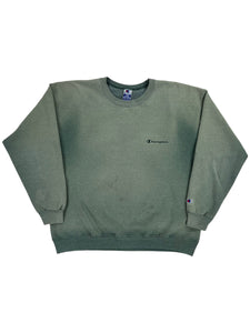 Vintage 90s Champion mini script faded green crewneck (L)