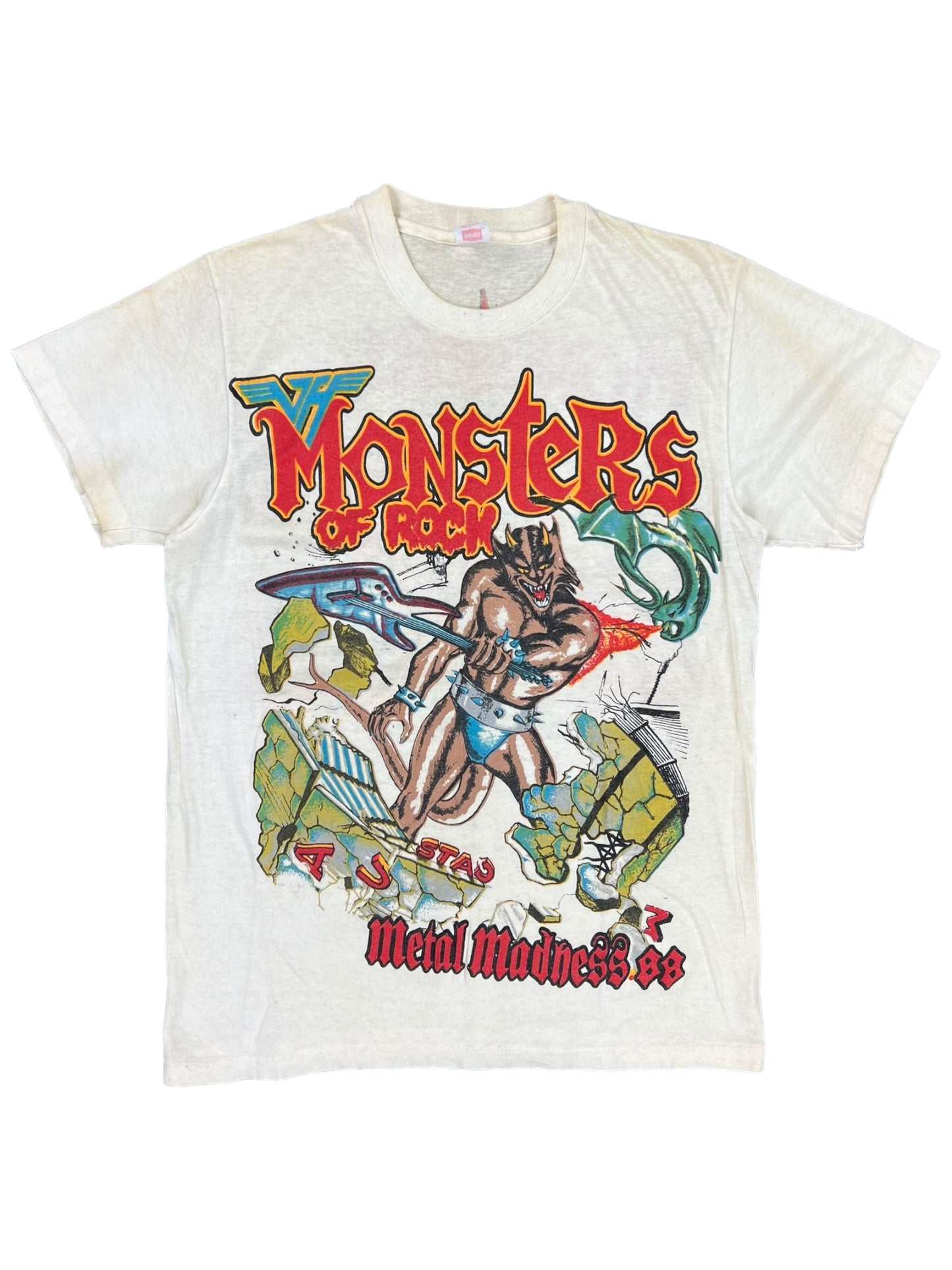 Vintage 1988 Monsters of Rock Van Halen Metallica band tee (S)