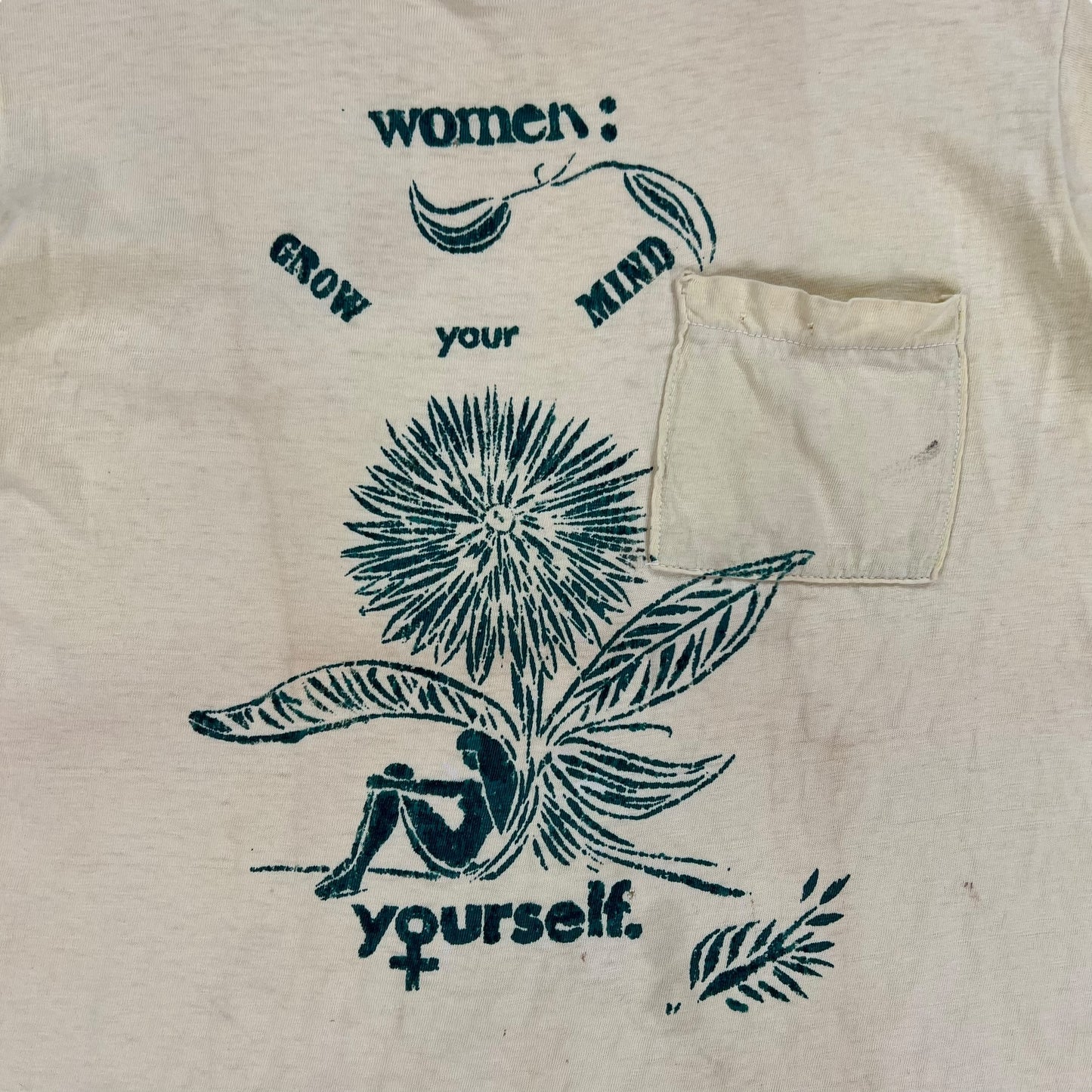 Vintage 70s Women: grow your mind yourself tee (M)