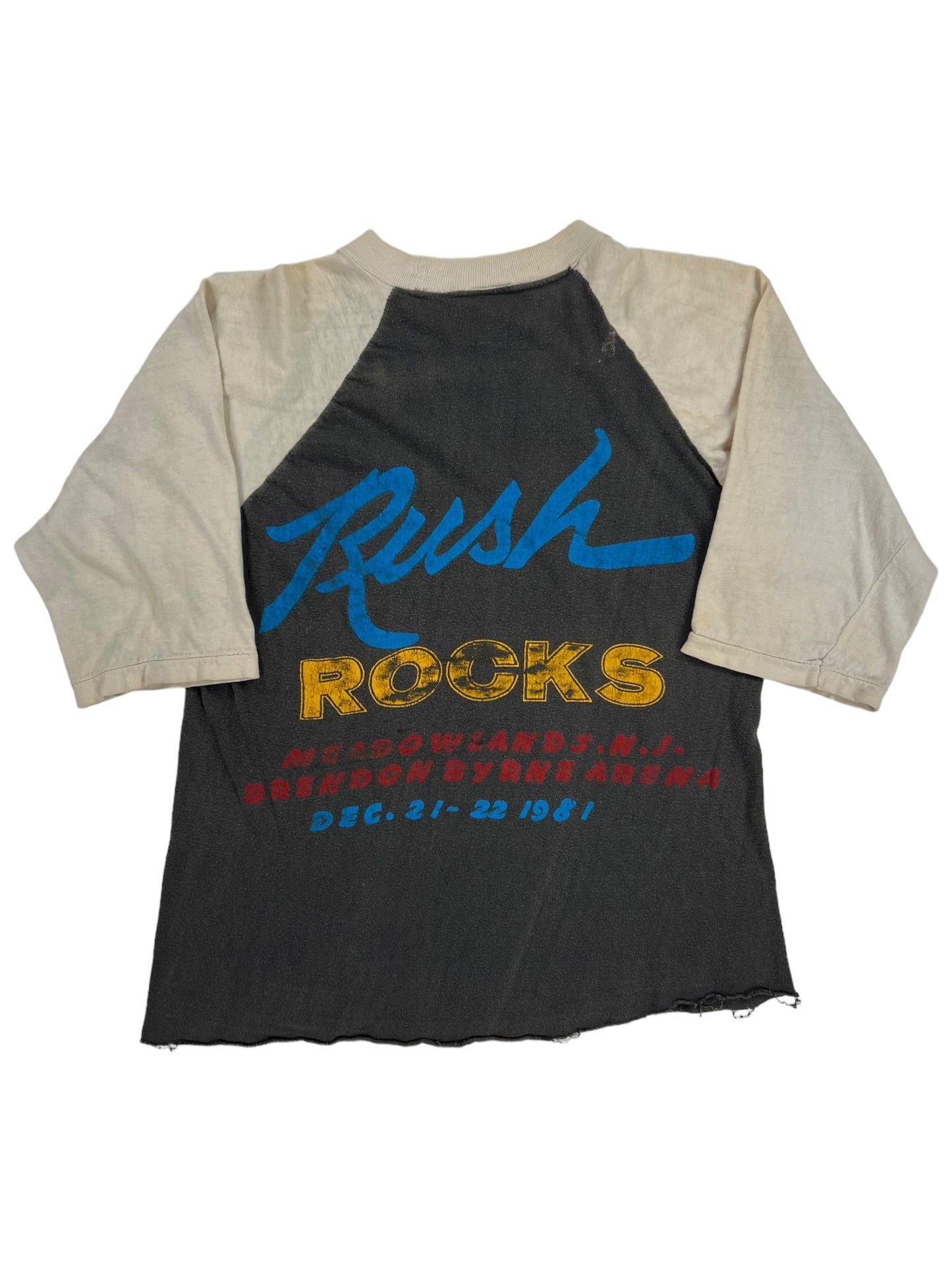 Vintage 1981 Rush Rocks tour band raglan tee (S)