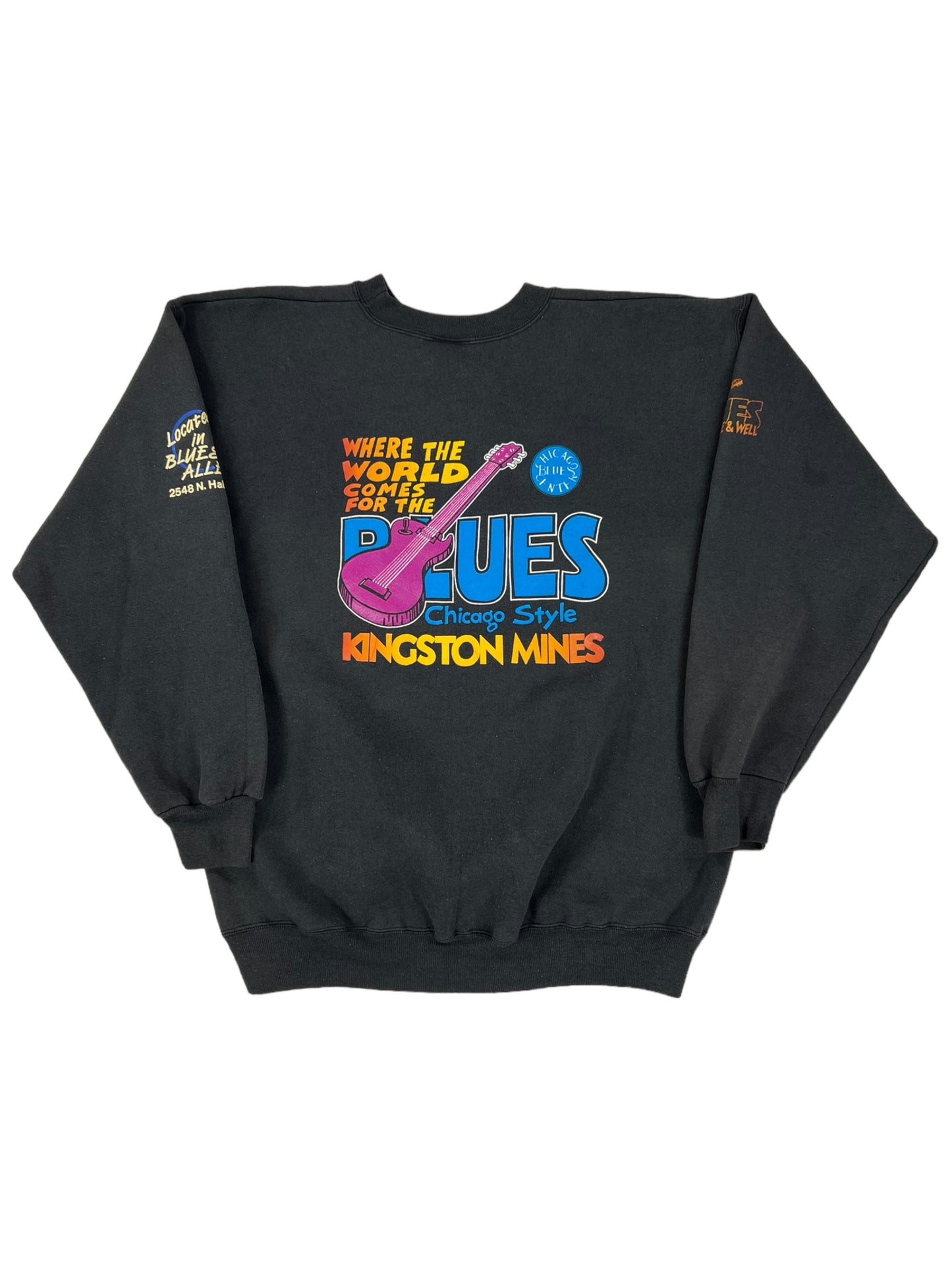 Vintage 90s Kingston Mines Chicago Blues center crewneck (L)