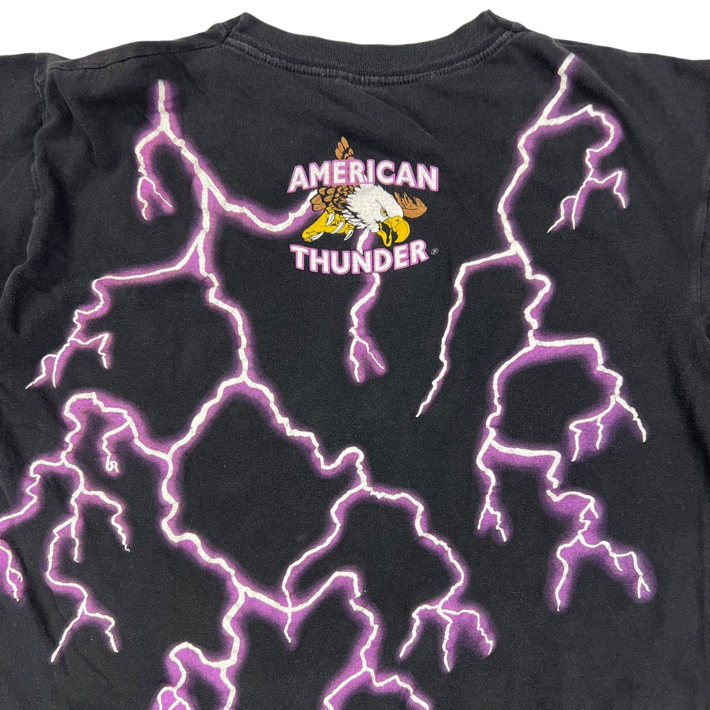 Vintage 90s American Thunder Dog all over print lightning biker tee (L)