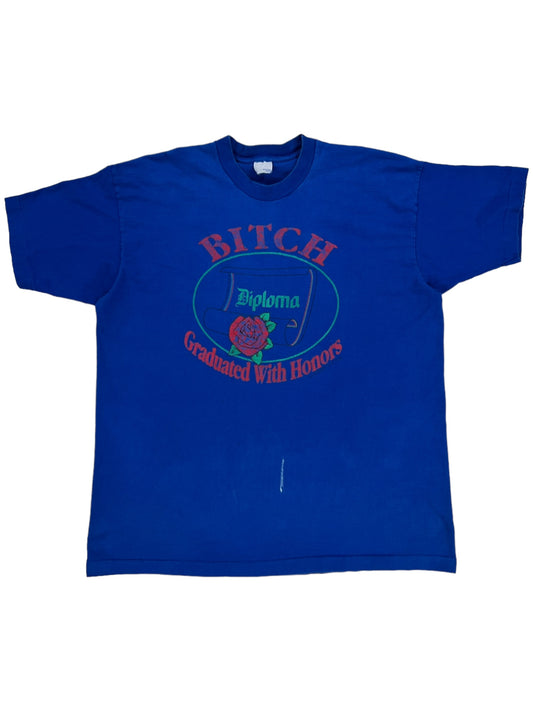 Vintage 90s Bitch Graduated with honors faded tee (XL)