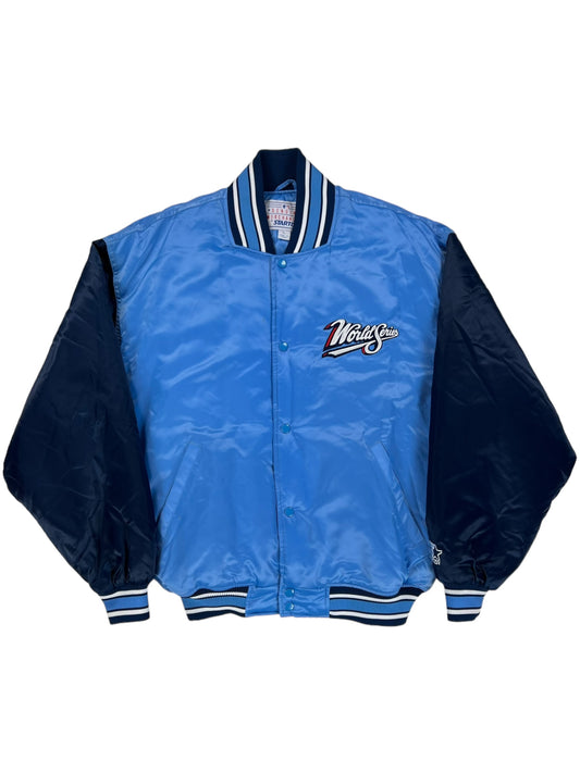 Vintage 1998 Starter World Series baby blue satin jacket (L)