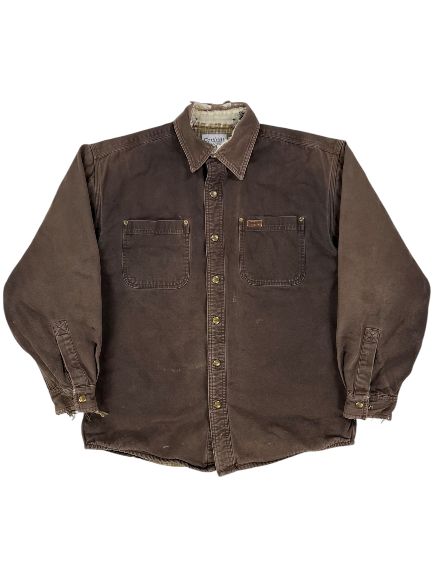 Vintage Y2K Carhartt thrashed lined snap button up shirt (L)