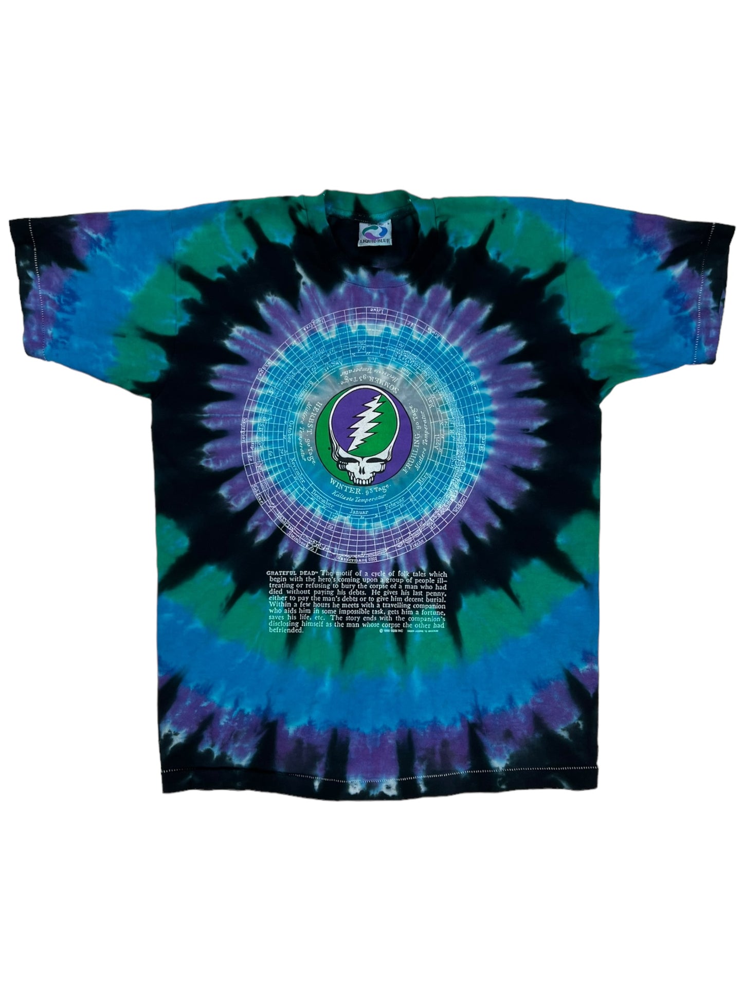 Vintage 1990 Liquid Blue Grateful Dead motif 25 years tie dye band tee (L)