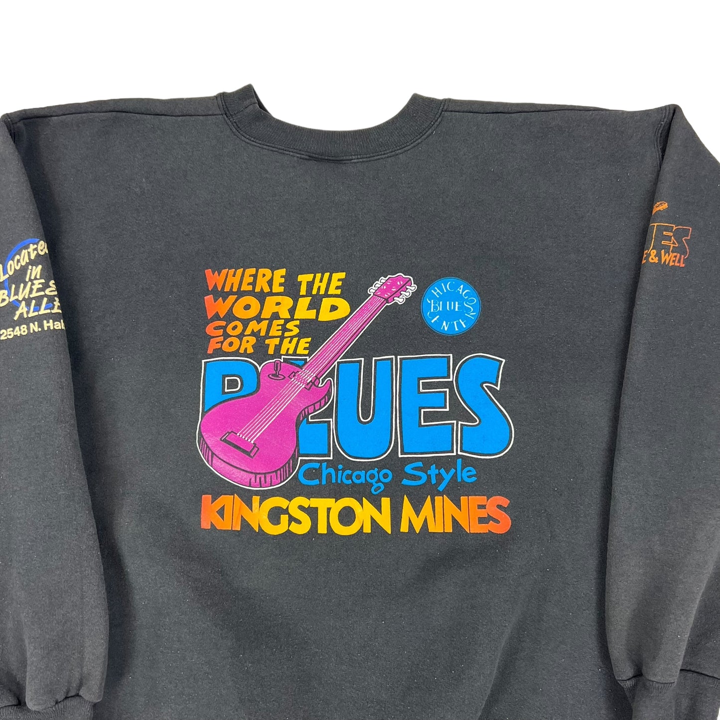 Vintage 90s Kingston Mines Chicago Blues center crewneck (L)