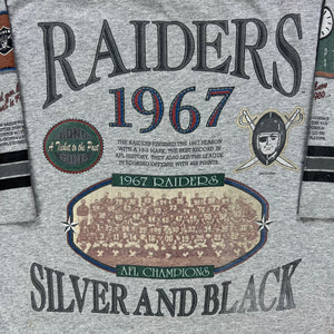 Vintage 90s Long Gone Oakland Raiders Silver & Black 3/4 sleeve tee (XL)