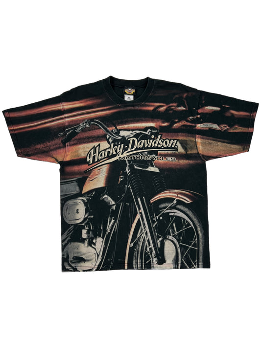 Vintage 90s Harley Davidson Motorcycles all over print tee (L)