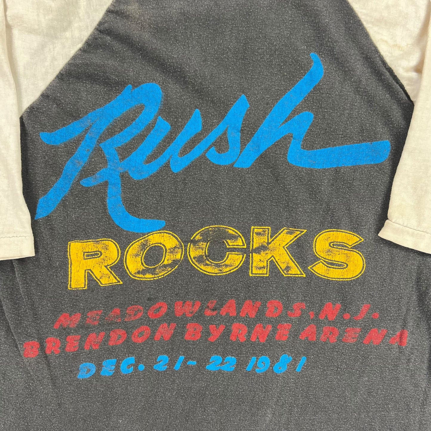 Vintage 1981 Rush Rocks tour band raglan tee (S)