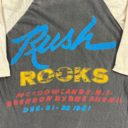 Vintage 1981 Rush Rocks tour band raglan tee (S)