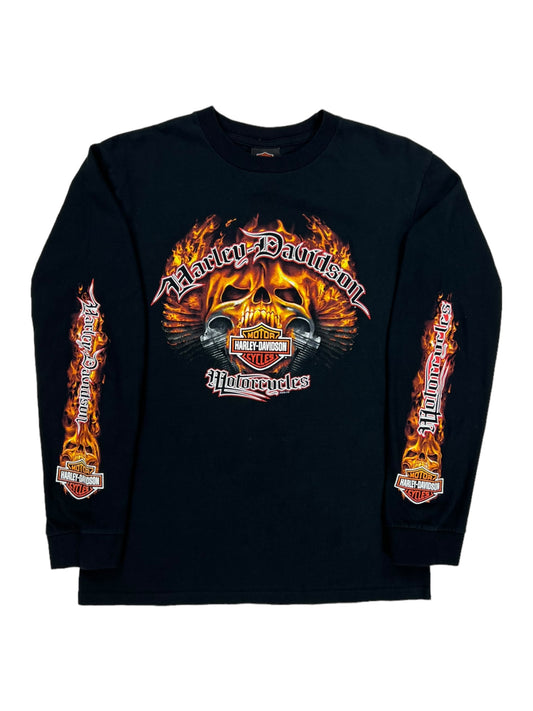 2008 Harley Davidson Motorcycles flame print long sleeve shirt (M)