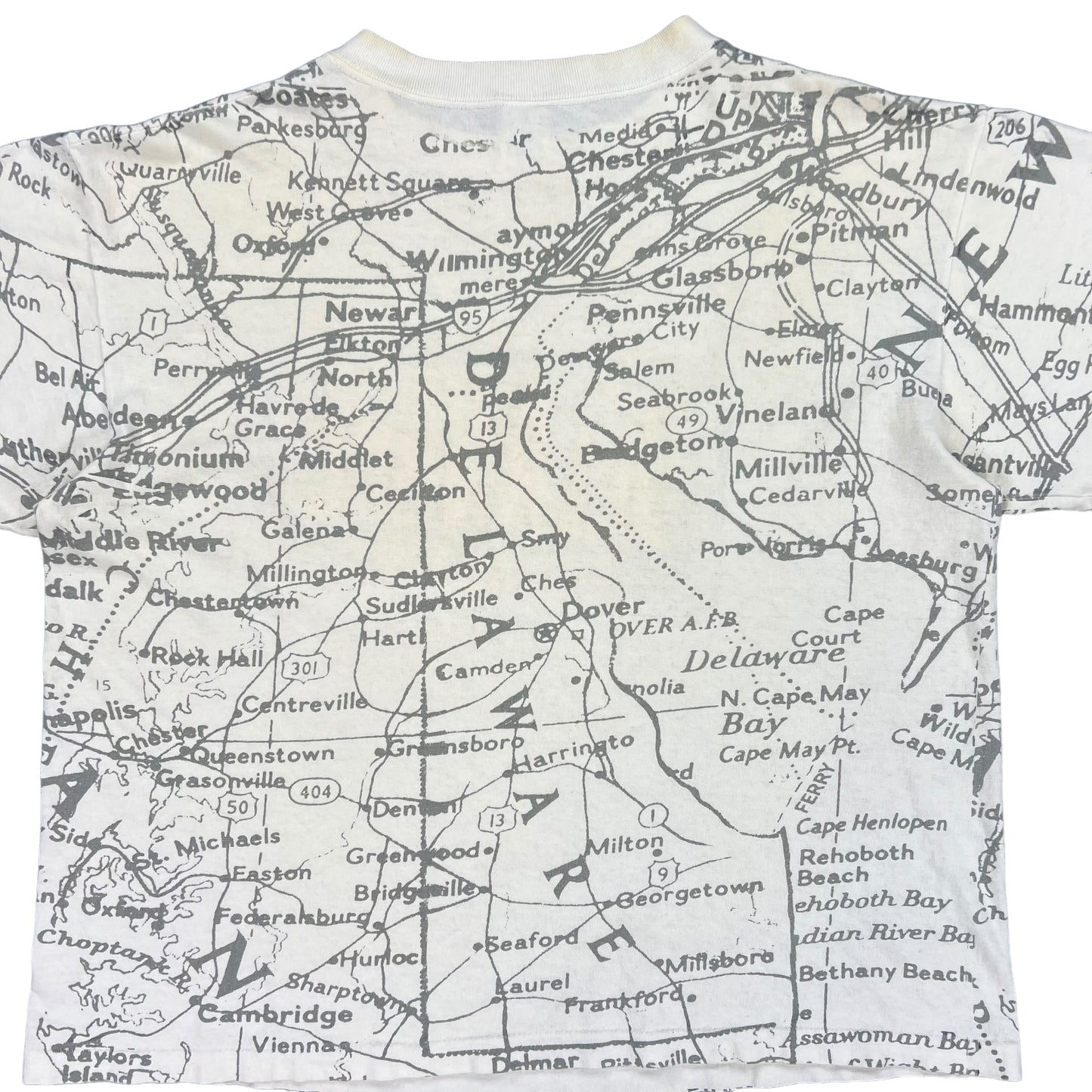 Vintage 90s Delaware map all over print tee (L)