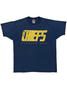 Vintage 1996 Slapshot Movie Charlestown Chiefs Puttin’ On The Foil faded tee (XL)