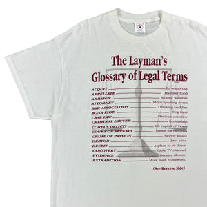 Vintage 90s The Layman’s Glossary of Legal Terms Lawyer attorney text tee (XL)