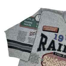 Load image into Gallery viewer, Vintage 90s Long Gone Oakland Raiders Silver &amp; Black 3/4 sleeve tee (XL)