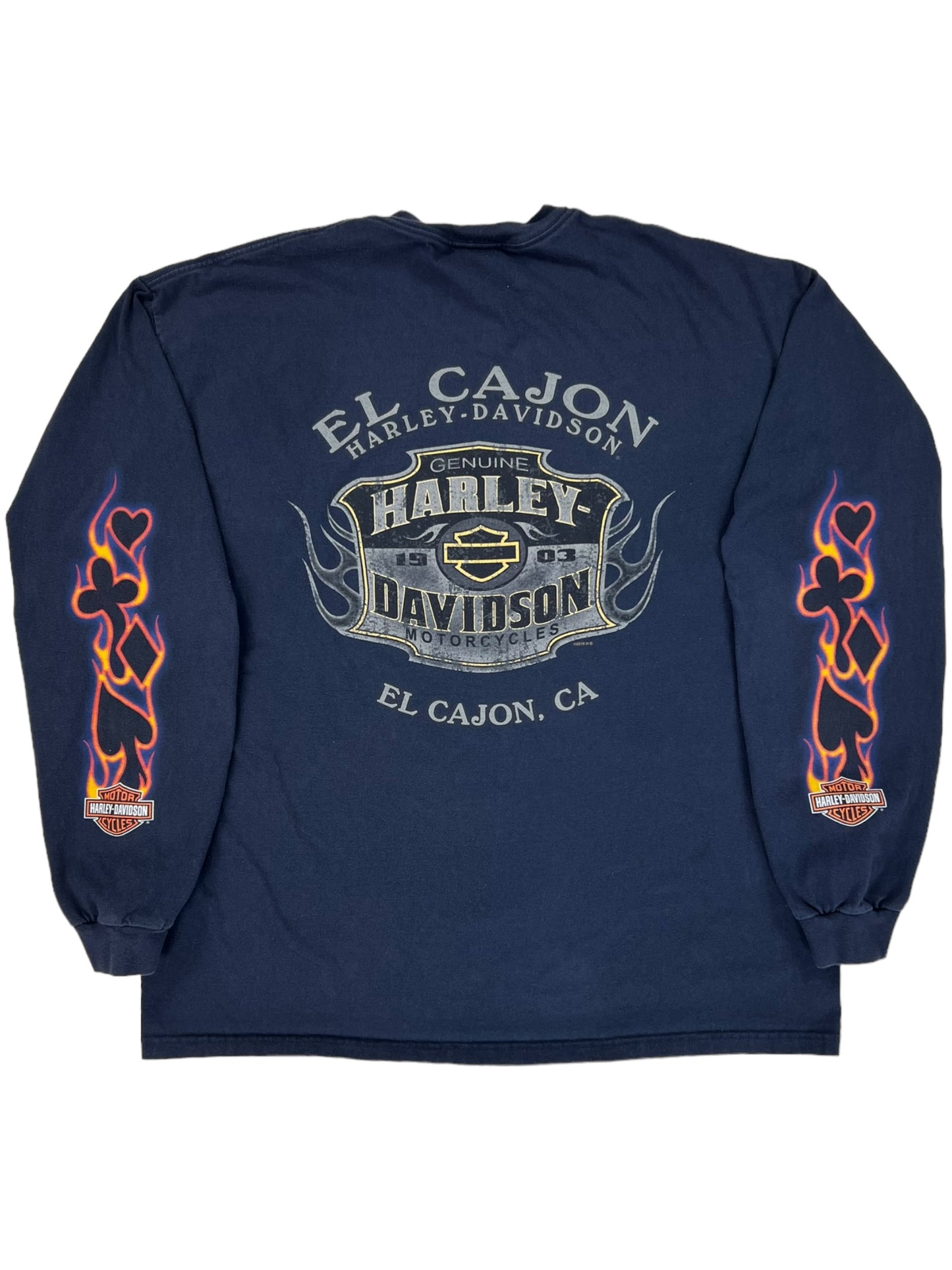 2010 Harley Davidson Motorcycles flames print long sleeve shirt (XL)