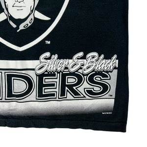 Vintage 1994 Salem Oakland Raiders Silver & Black all over print tee (L)