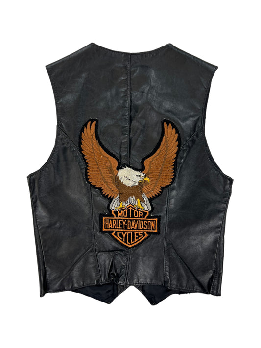 Vintage 80s Genuine Leather Harley Davidson Motorcycles vest (S)